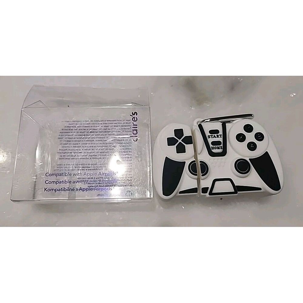 Claire's Silicone 2" X 3" Airpods Carrying‎ Case BLACK & WHITE GAME CONTROLLER